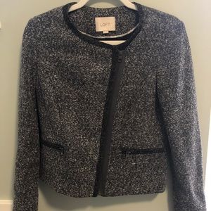 Like New Ann Taylor Loft Gray Moto Sweater Blazer Zip Jacket